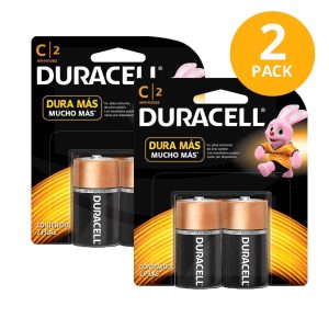 Baterías Duracell C, 4 Baterías Alcalinas (Pack de 2 x 2)