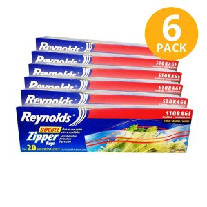 Reynolds Bolsas Grandes con Doble Cierre para Guardar, 120 Bolsas (Pack de 6 x 20)