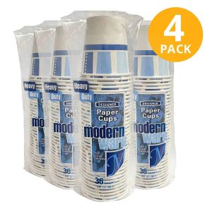 Vasos Chicos (Copas) de Cartón de 3 OZ, Modernware, 144 Unidades (Pack de 4 x 36)