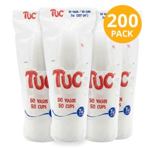 Vasos Plásticos 7 OZ, Eurochef (Pack de 4 x 50)