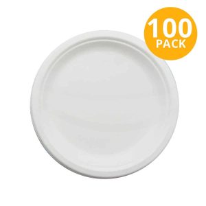 Plato Redondo Mediano 7”,  Biodegradable Compostable, 100 Unidades (Pack 2 x 50)